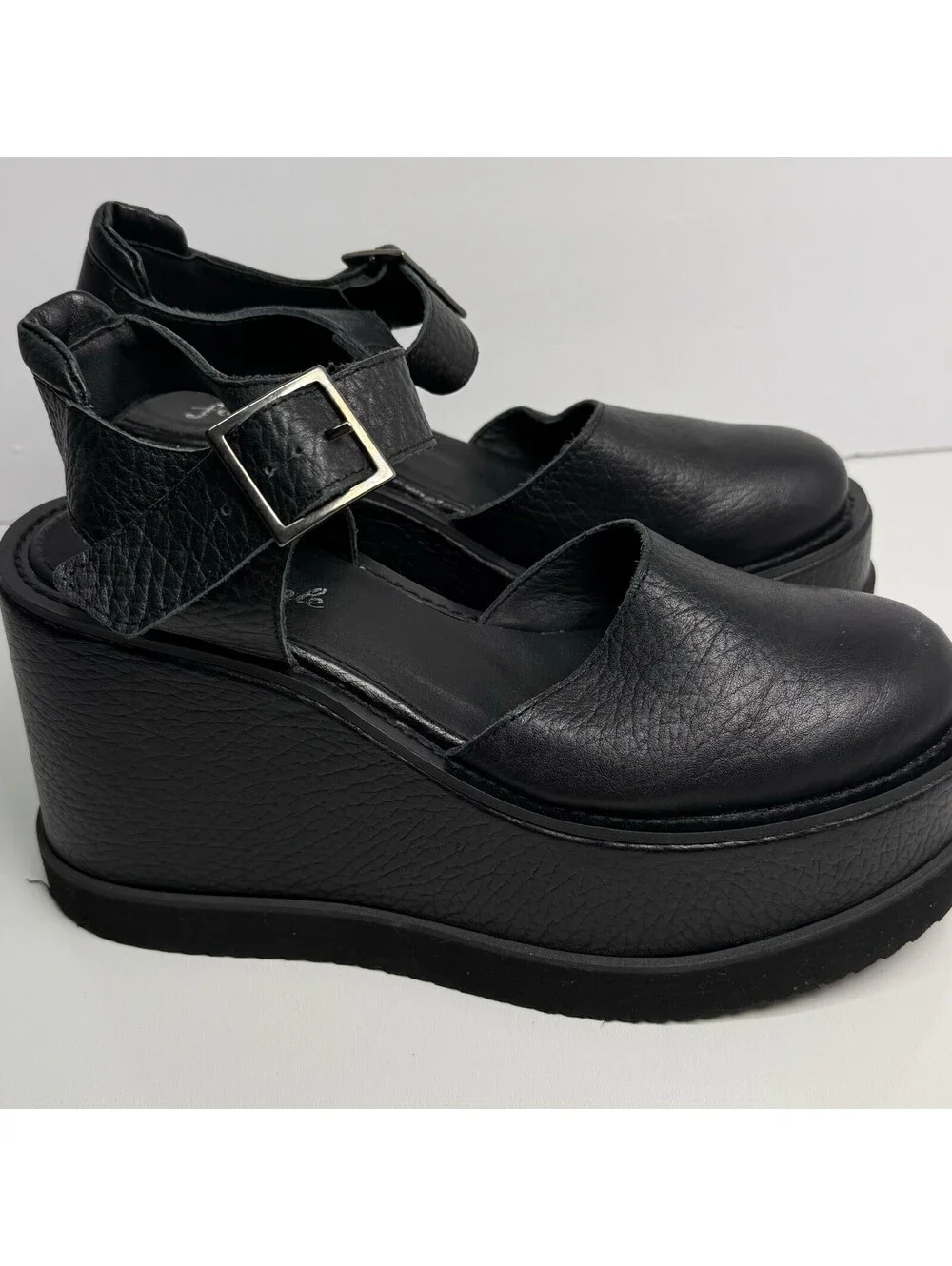 Free People Joanie Platform Wedge Shoe in Black Size 10 EU 40 Strap Chunky Punk